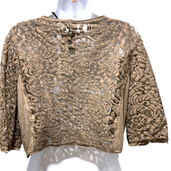 NWT Chico’s Black Label Sheer Lace & Jersey Cropped Jacket (Size 1 ) - Picture 6 of 7